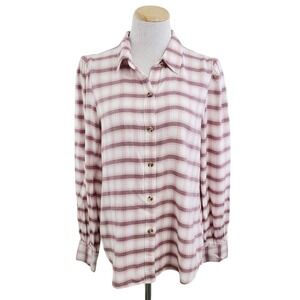 RAILS Angelica Plaid Flannel Button LS Shirt Mauve Rose Iron Medium $168